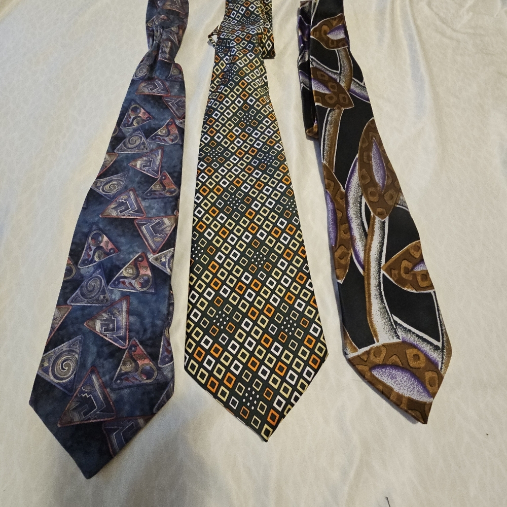 Men's Silk Ties Vintage Mixed Set of 3